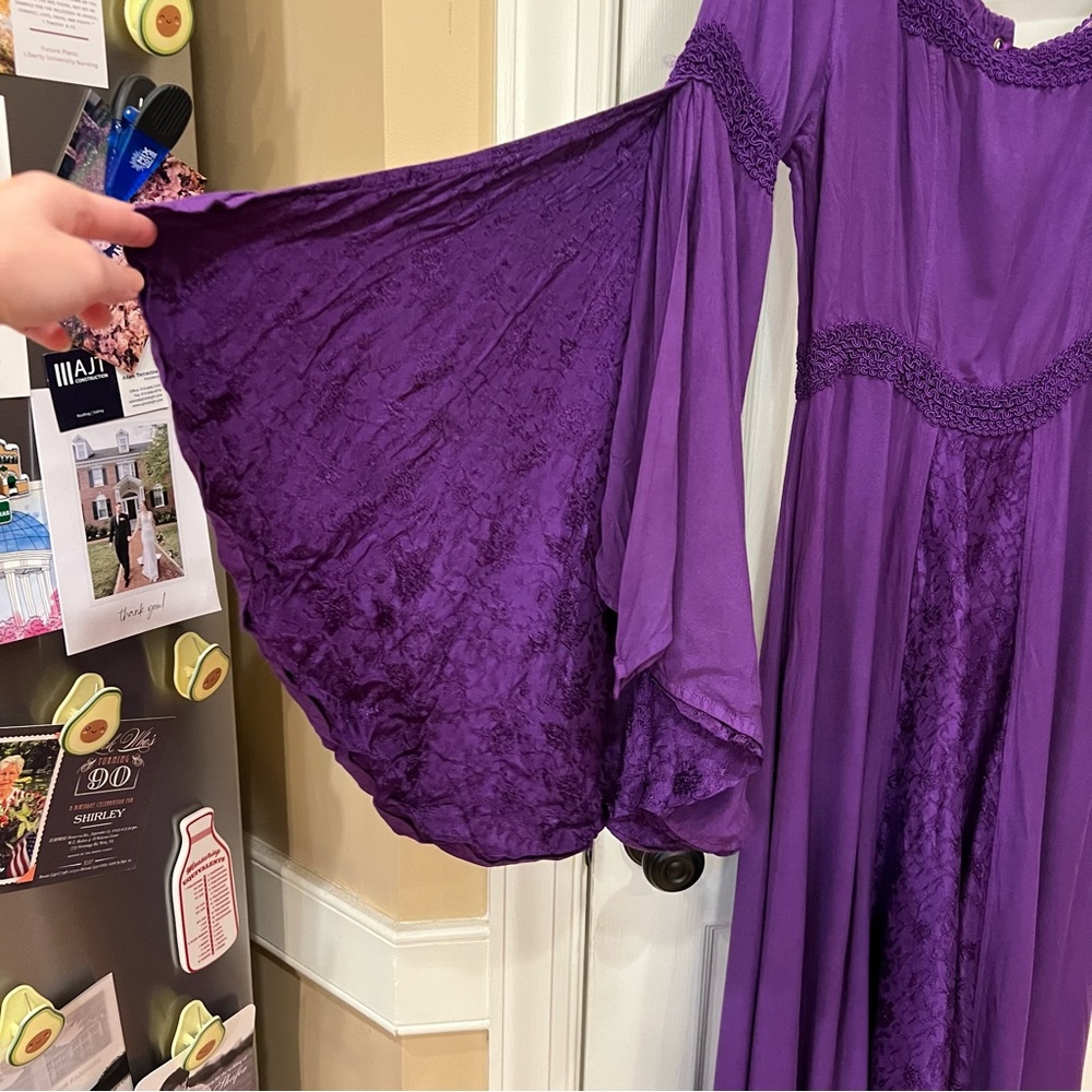 HolyClothing Arwen Dress Maxi Purple Bell Sleeves Renaissance Fair Celtic Large - Picture 4 of 12